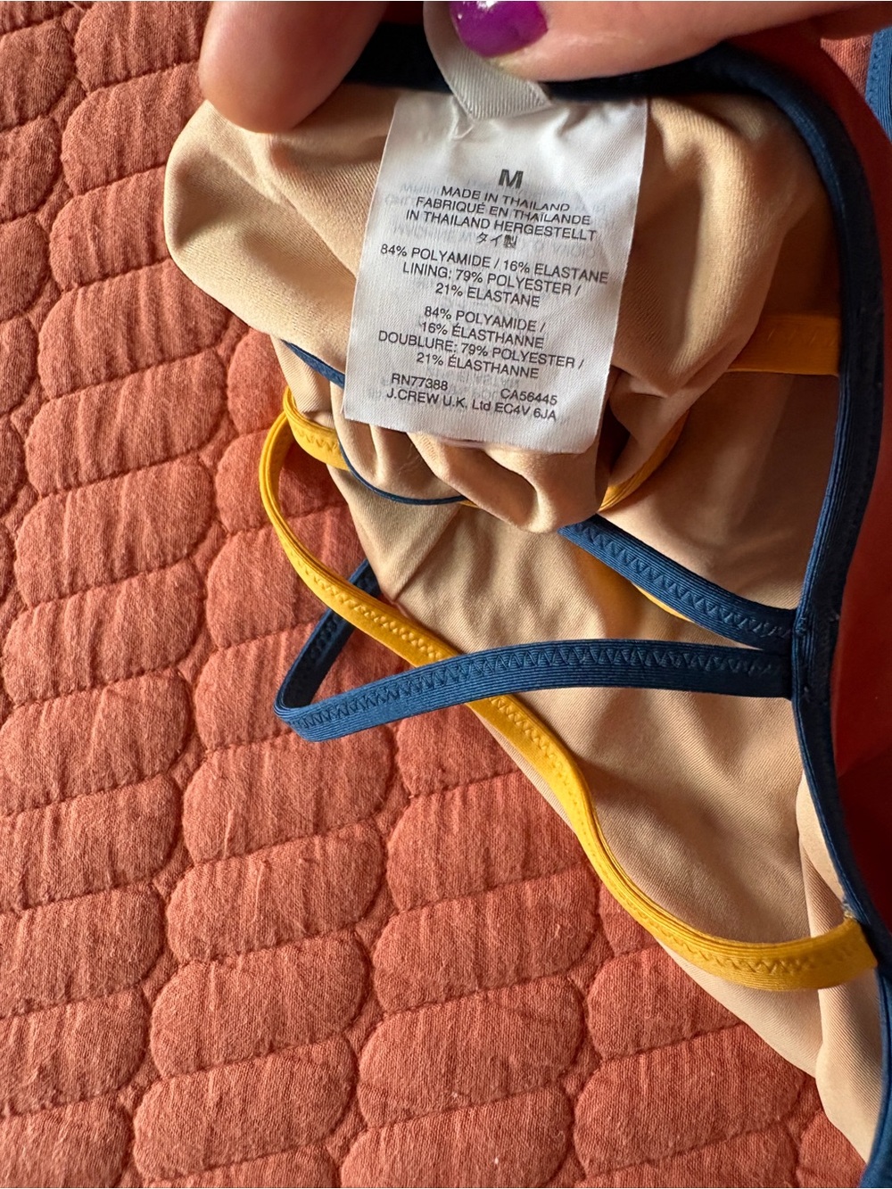 J. Crew Pink One-Piece Swimsuit with Blue and Yellow Trim - Picture 4 of 5